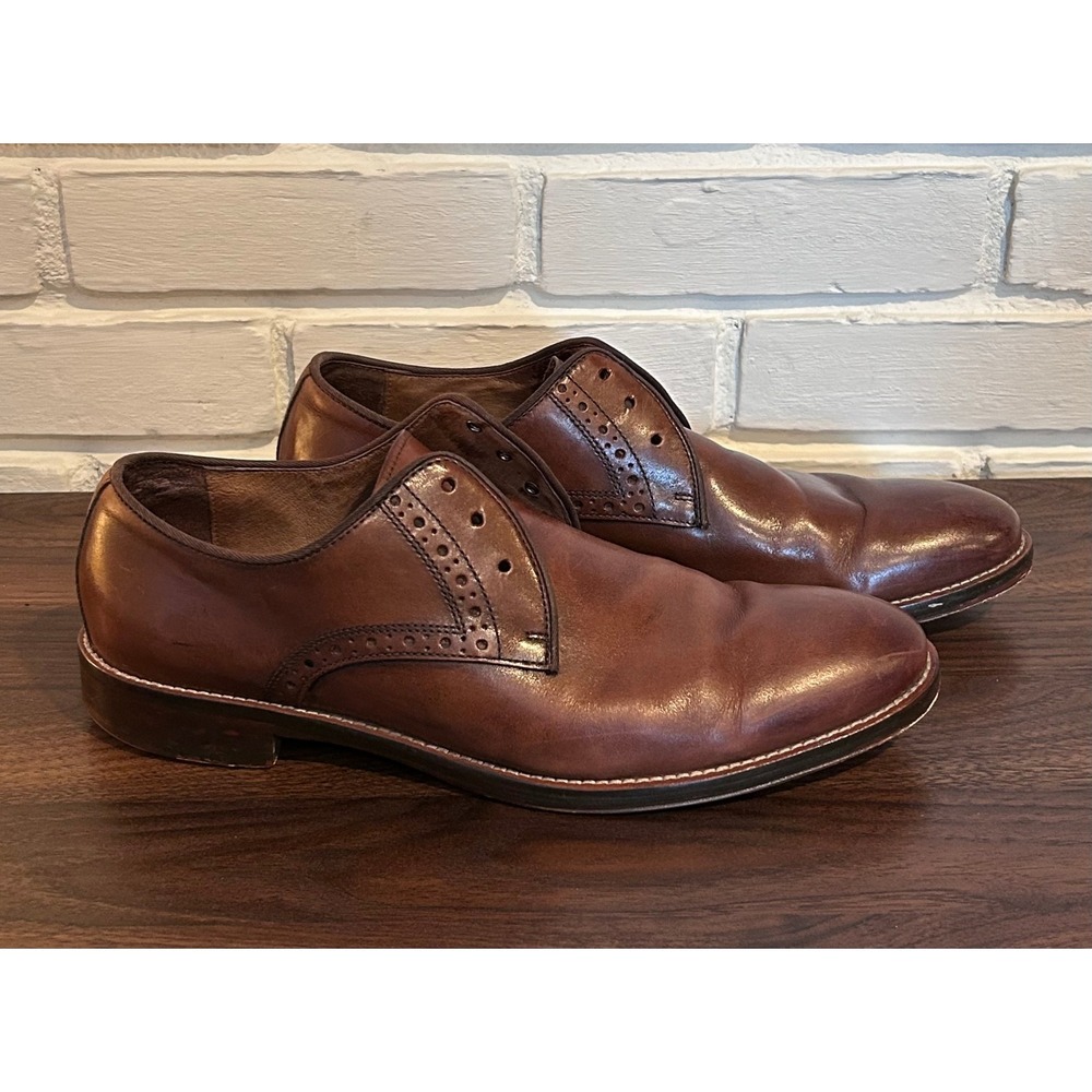 Johnston & Murphy Mens Brown Leather Brogue Derby Dress Shoes Preppy Size 9M